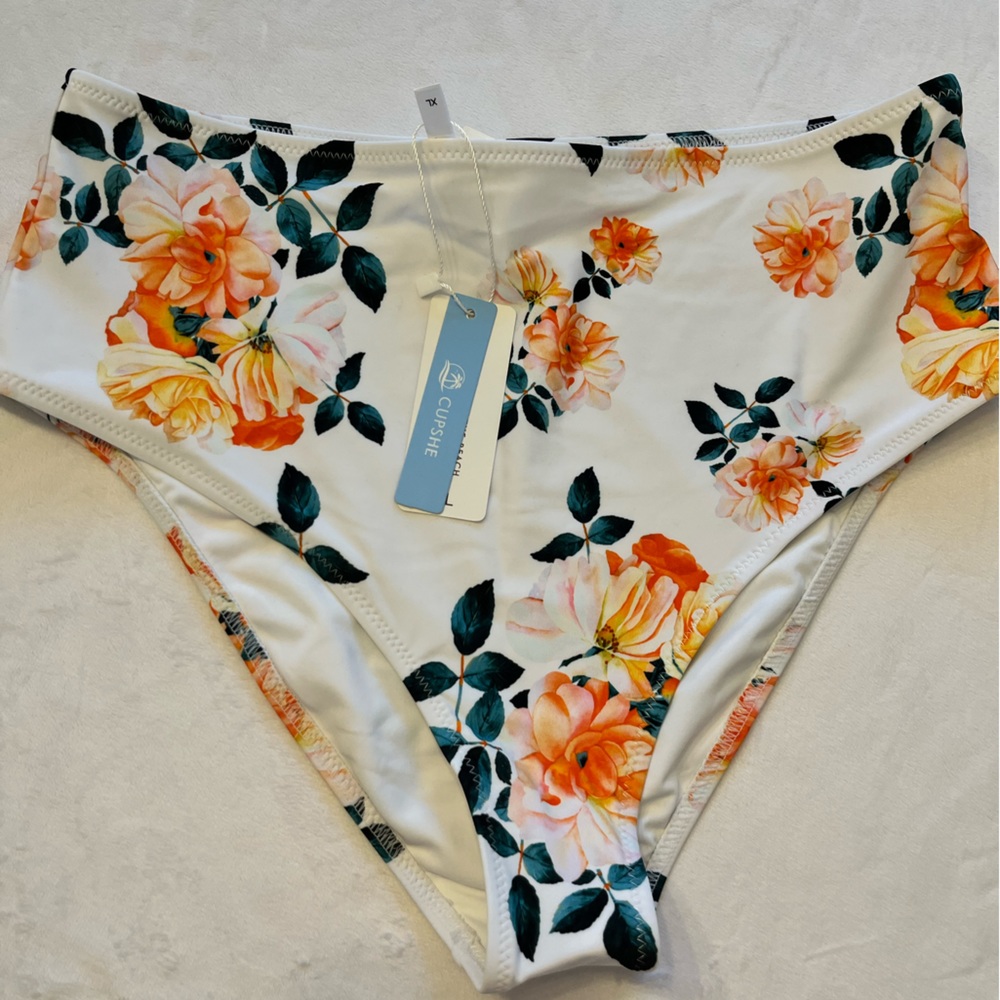 NWT cupshe high rise bikini bottoms Hawaiian print xl
